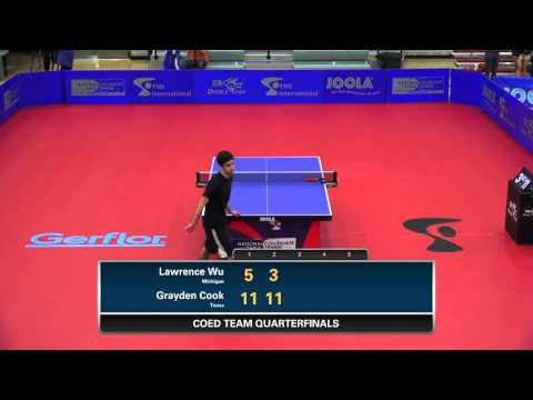 2016 NCTTA Nationals Coed Teams 1/4 Final - Lawrence Wu (Michigan) vs Grayden Cook (UT Austin)