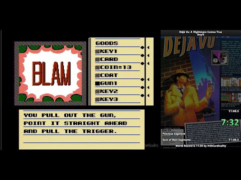 Déjà Vu: A Nightmare Comes True (NES) - Any% - 11:34 (Former WR for like 2 hours)