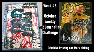 October Weekly Challenge Week #3 - Primitive Printing & Mark Making #AJOSPrimitiveArt