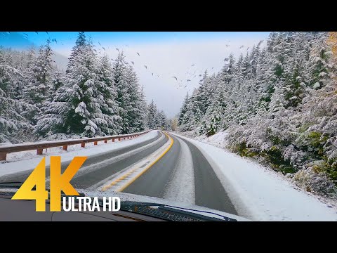 Winter Roads from inside the Car - North Cascades Highway 20 - 4K Scenic Drive Video - Part #1