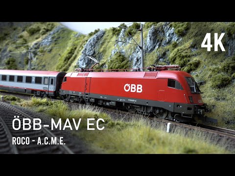 Taurus 1116 ÖBB - MAV EC trains running on realistic diorama 4K