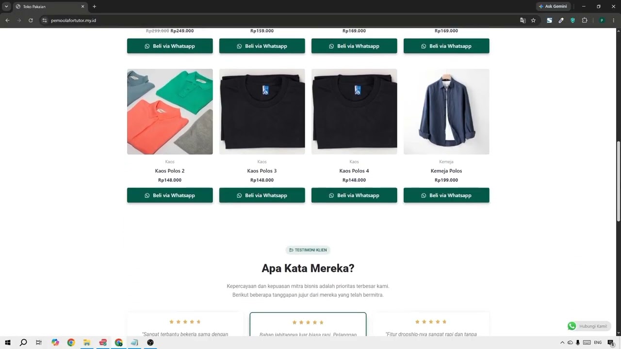 Toko Online WA yang akan kita buat