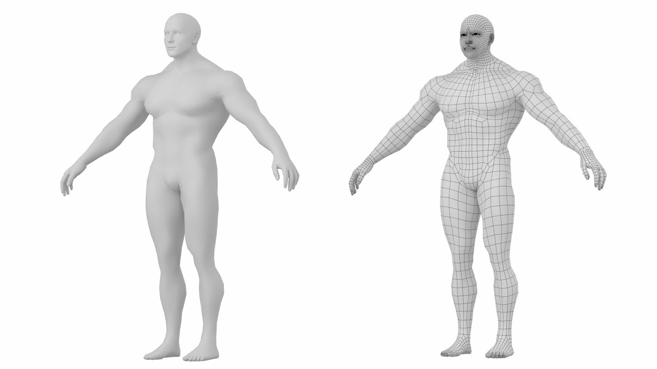 Bodybuilder Male Base Mesh in A-Pose 3D Model