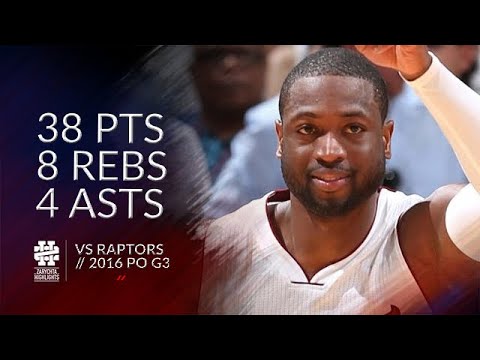 Dwyane Wade 38 pts 8 rebs 4 asts vs Raptors 2016 PO G3