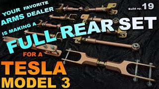 Suspension install of all adjustable rear arms for Tesla Model 3