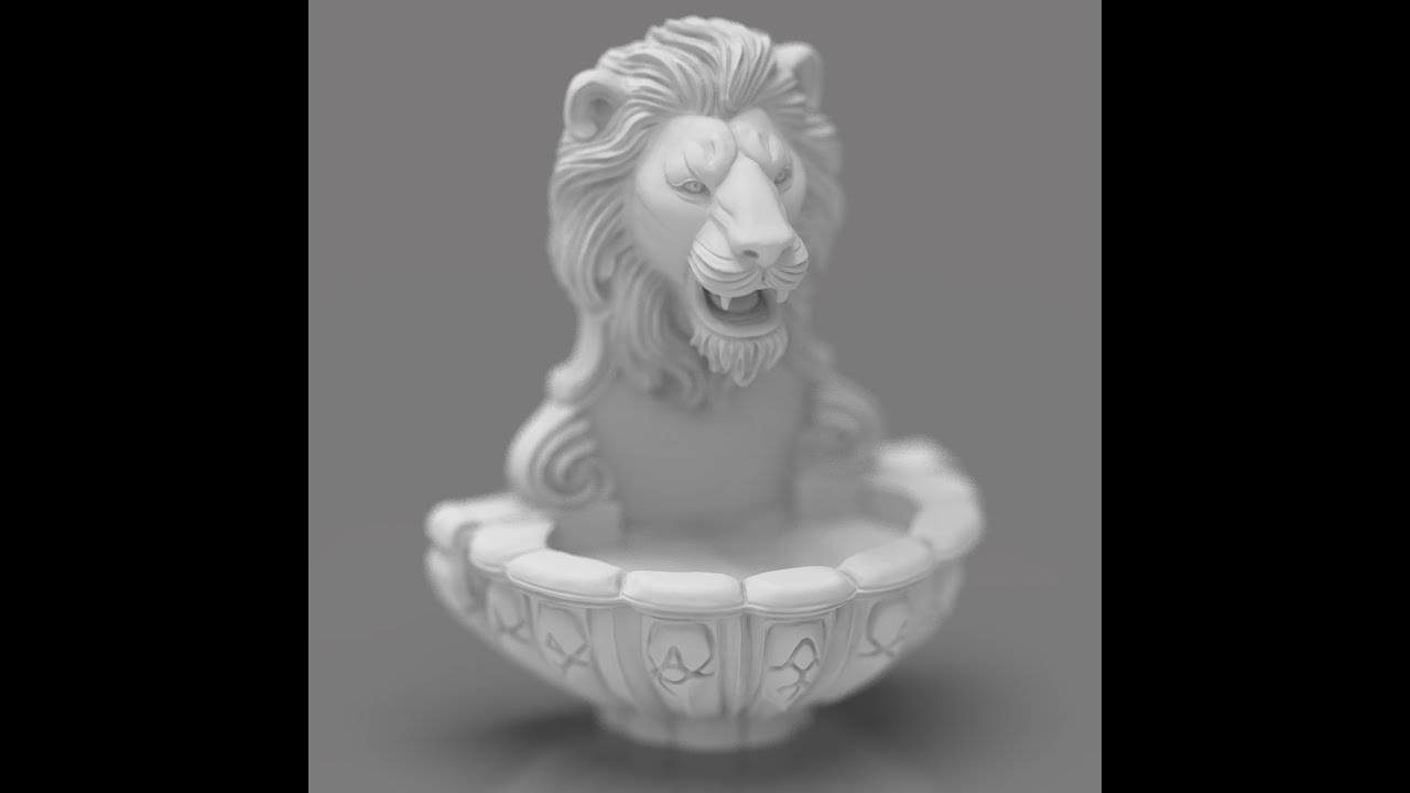 Fontana dei leoni Maest&agrave; Fontana a muro con testa di leone dettagliata Modalit&agrave; di stampa 3D STL Modello di stampa 3D