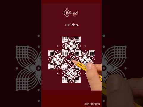 Easy rangoli with 11 dots | Padi kolam | Friday kolam | Geethala muggulu | Big Rangoli designs