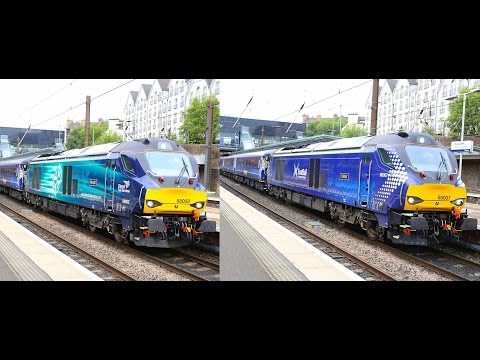 68002 & 68007 depart Haymarket on Fife Circle services    15/06/15