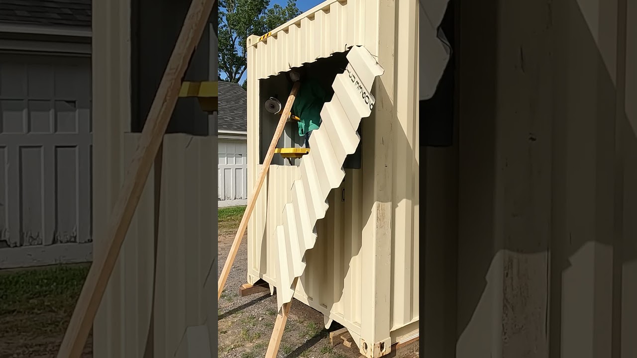 Shipping Container Home Build - Cutting Window In Container! #containerhomebuild
