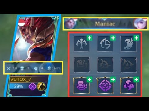 BEST BUILD AND EMBELM MARTIS SEASON 23|GAMEPLAY MARTIS MANIAC|BUILD MARTIS AUTO MANIAC😱😱😱