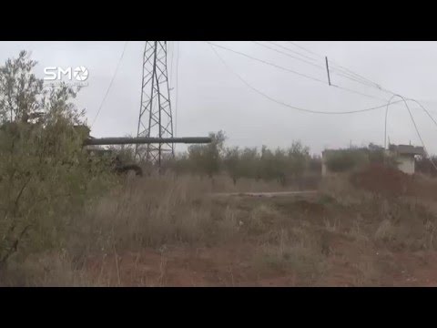 استهداف مقرات النظام بقذائف الدبابات من قبل جيش المعتز بالله على جبهة عتمان في محافظة درعا