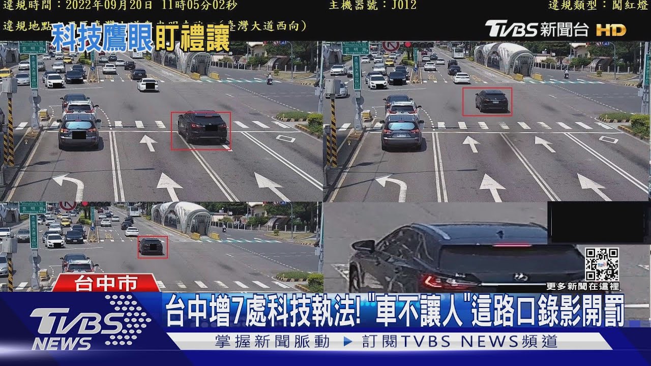 台中這路口錄影抓「車不禮讓行人過馬路」 科技執法罰3600元