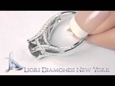 BDR-171 - 2.31 Carat Certified Natural Black Diamond Engagement Ring 14k White Gold