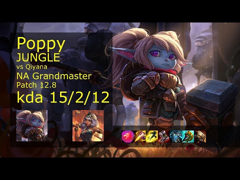 Poppy Jungle vs Qiyana - NA 15/2/12 Patch 12.8 Gameplay