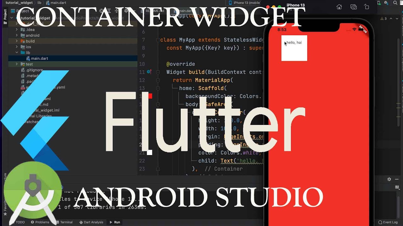 Flutter Container Widget | Android Studio | Flutter Tutorial Part 7