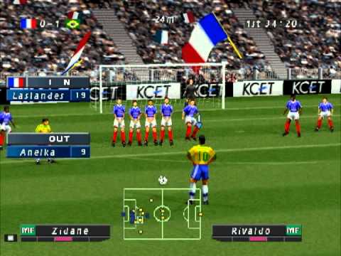 ISS Pro Evolution: PS1 Gameplay - France vs. Brazil