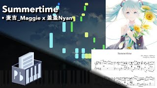 Summertime - 麦吉_Maggie x 盖盖Nyan [arrange ver.] orig. cinnamons x evening cinema (Piano Tutorial)