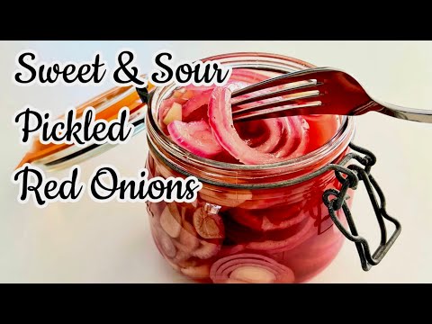 Sweet & Sour Pickled Red Onions, Sweetened with Honey