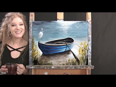 Learn How to Paint "BEACH BOAT AND BIRDS" with Acrylic Paint - Paint & Sip at Home - Easy Tutorial