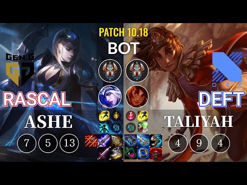 GEN Rascal Ashe vs DRX Deft Taliyah Bot - KR Patch 10.18