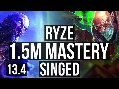 RYZE vs SINGED (TOP) | 1.5M mastery, 800+ games, 4/1/1 | KR Grandmaster | 13.4