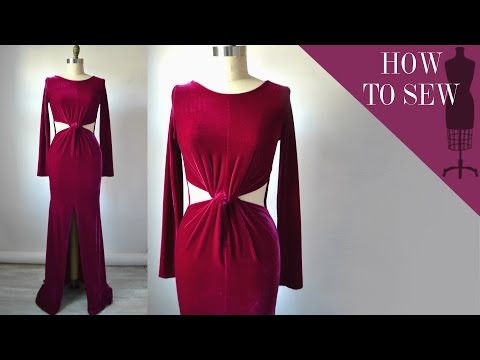 How To Sew A Cutout Twist Waist Velvet Maxi Dress