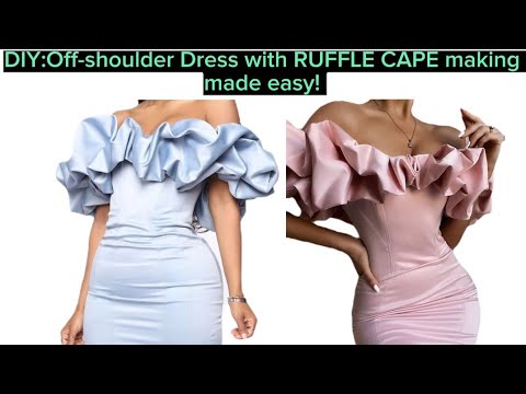 DIY:EASY TUTORIAL HOW TO MAKE OFF-SHOULDER DRESS with...