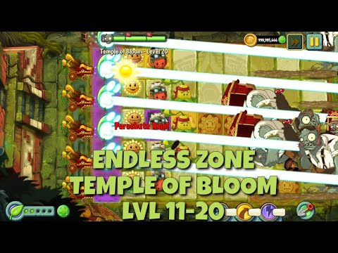 Plants vs Zombies 2 - Lost City | Endless Zone All Max Level Plants Test Level 11 - 20