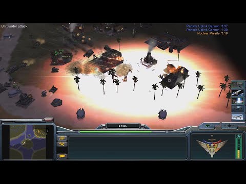 Command & Conquer Generals Zero Hour - USA 1 vs 3 HARD Gameplay