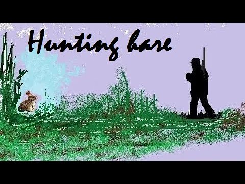 Aiming and shooting at the hare. Hunting video hare