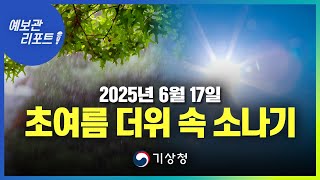 으아~ 끈적끈적해! 30도 넘나드는 무더위에 요란한 소나기가 지나요! (기상청 예보 25년 6월 17일 5시 기준)
