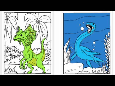 Mewarnai Dinosaurus, Plesiosaurus, Dilophosaurus, Coloring Pages, Dinosaurus Kartun