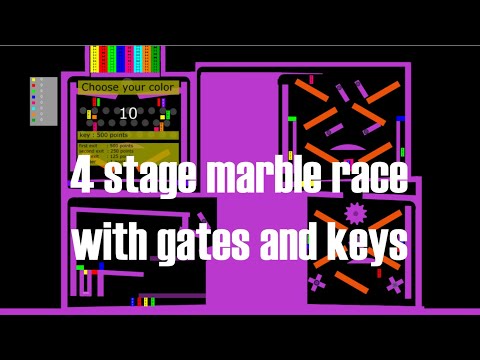 Marble race with keys and gates in Algodoo  - Which team will win ?