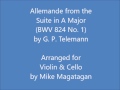 Allemande from the Suite in A Major (BWV 824/TWV 32:14 No. 1) for Violin & Cello