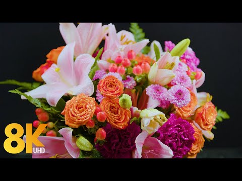 Amazing Flowers 8K ULTRA HD - Relaxing Screensaver - 10 HOURS Peaceful Piano Music - Part #2