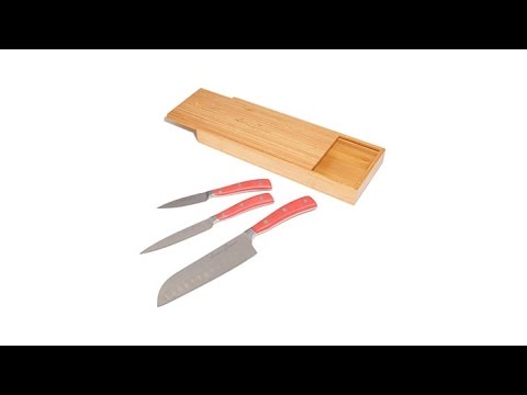 Lorena Garcia 3pc Forged Knife Set with Bamboo Box