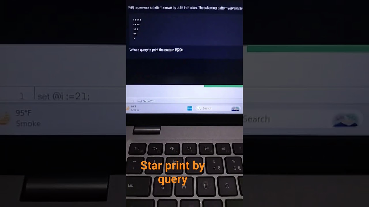 SQL query for star printing #sql #sqldeveloper