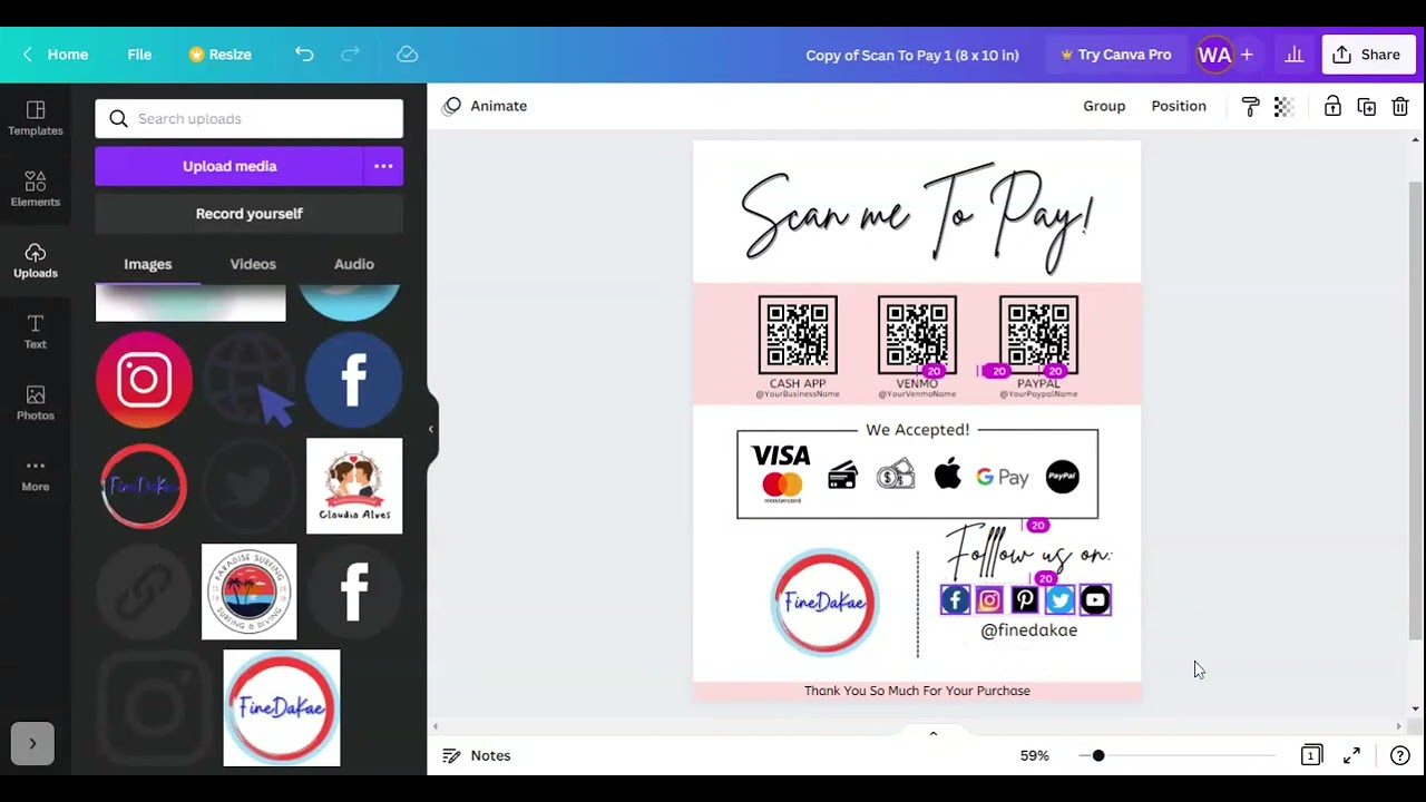 How To Edit Scan To Pay Sign Template in Canva