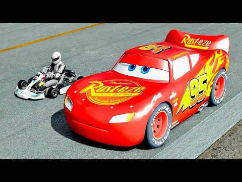 Lightning McQueen vs Go-Kart 125 Rotax at Top Gear Track