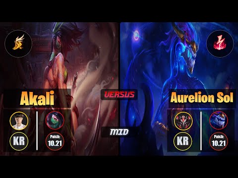 Faker AKALI (Mid) [Fleet Footwork] VS AURELION SOL - Grandmaster KR Patch 10.21