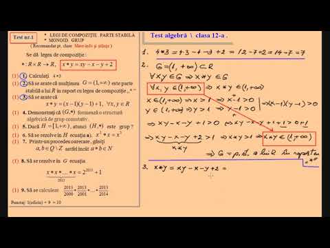 Test de evaluare - Legi de compozitie, clasa a XII-a (Mate-Info si Stiinte)