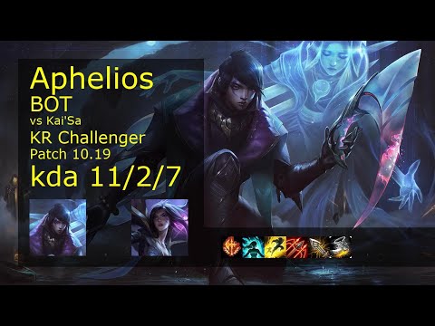 Aphelios ADC vs Kai'Sa - KR Challenger 11/2/7 Patch 10.19 Gameplay // [롤] 아펠리오스 vs 카이사