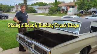 Fixing A Bent & Binding Trunk Lid Hinge On The 65 Thunderbird Hardtop