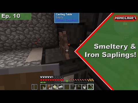 Finally, the Smeltery and Iron Saplings: Hardcore Minecraft Sky Factory 4 Crash Landing - Ep 10