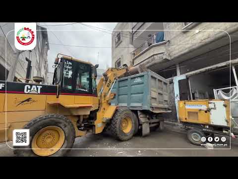 إزالة خطر ركام برج القدس بلوك 7 في البريج وتوسعة شارع لتسهيل حركة السكان