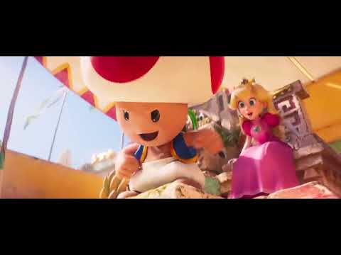 Trailer end card — the Illumination/Universal/Nintendo tag-out with heroic theme swell