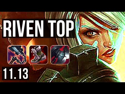RIVEN vs RENGAR (TOP) | Quadra, 2.2M mastery, 1200+ games, 14/3/5, Dominating | EUW Master | v11.13