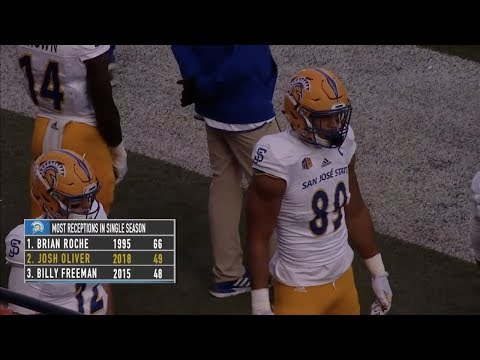 Josh Oliver (San Jose State TE #89) Vs. Utah State 2018