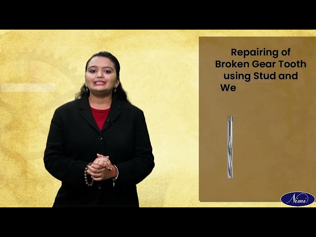 Repair of broken gear tooth by stud and repair broken gear tooth