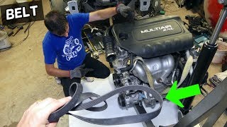 SERPENTINE BELT REPLACEMENT REMOVAL JEEP CHEROKEE COMPASS RENEGADE 2.4